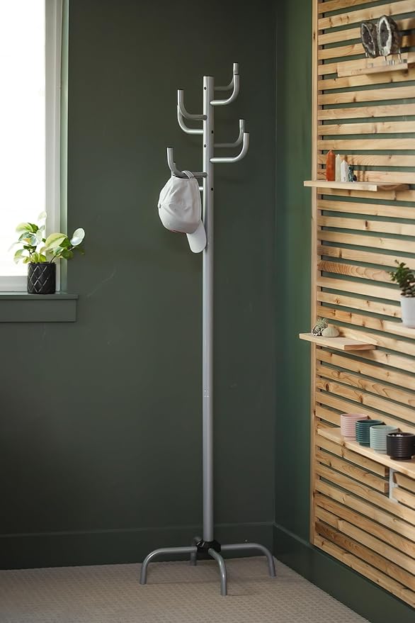 Freestanding Coat Rack – Metal Gray Hat and Coat Stand with 8 Hooks, Heavy-Duty Steel, 72" Tall Entryway Organizer for Home or Office by HAOG