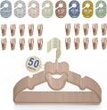 Velvet Baby Hangers with Clips – Organize Baby Clothes by Age with Size Dividers – Save Closet Space for Newborn to Toddler Outfits – Perfect Nursery Must-Have (Dune)