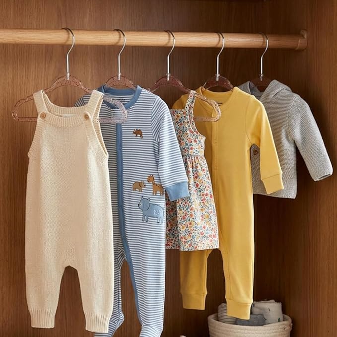 CONCEPTS 20 Pack Baby Hangers Kids Acrylic Non Slip Glitter Clothes Hangers for Toddler Infant Newborn Closet Organizer Small Hangers for Baby Clothes Pants Shirts Space Saving Nursery