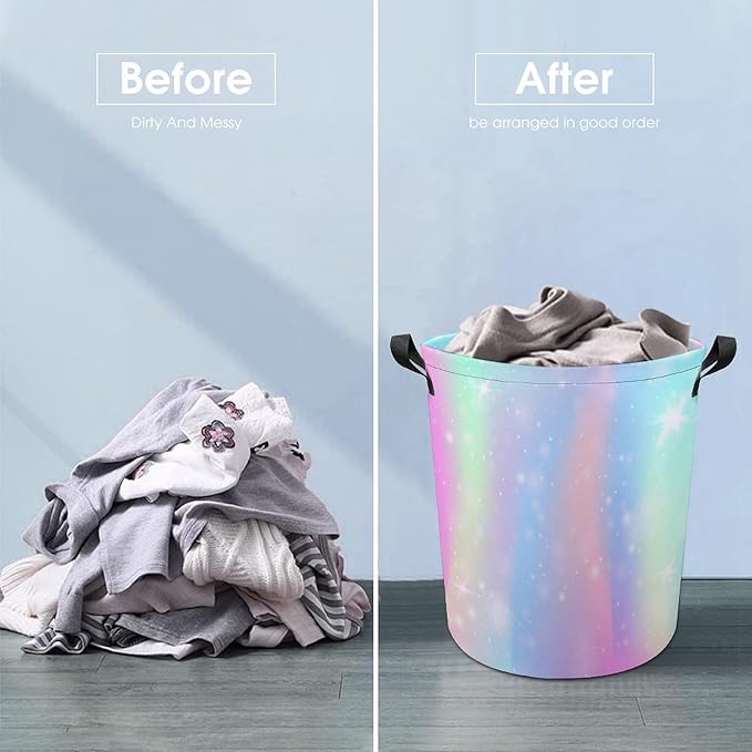 Rainbow Unicorn Laundry Basket Girls Hamper Dirty Clothes Basket Organizer Girls Bedroom Decor
