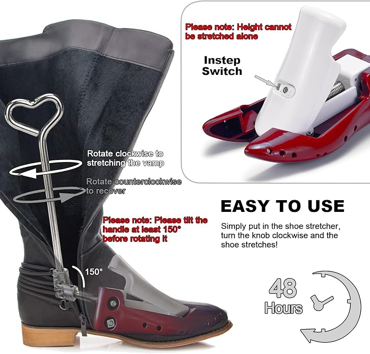 Boot Stretchers for Cowboy Boots Thick Wide Feet, Adjustable Men Women Shoe High Instep & Width Toe Box Expander