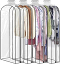 50" Clear Clothes Hangers with Smooth Side Zipper, 10" Gusseted Waterproof Garment Bags for Shirts, Coats, Dresses, Suits, 4 Pack