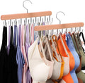 2 Pack Tank Top Hanger, 40 Hooks Large Capacity Bra Hanger, Bra Hangers for Closet Organizer & Storage, Tank Top Hangers Space Saving, Standard Hangers for Sports Bras, Tank Top (Wood, 2 Pack)
