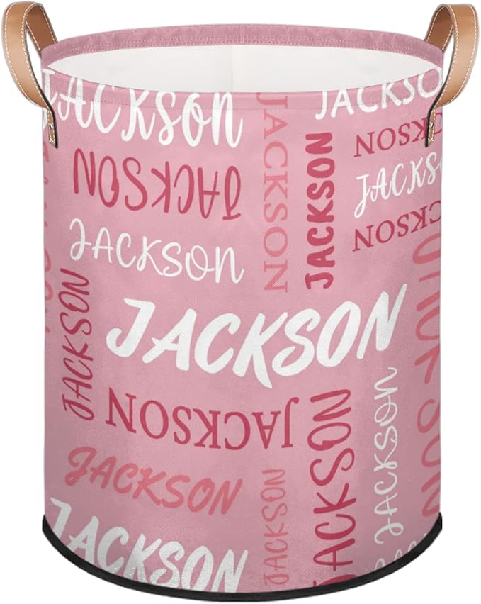 Custom Name Large Laundry-Basket for Kids-Boys-Girls, Personalized Foldable Waterproof Laundry Hamper Dirty Clothes Toys Storage Bin with Handles,Pink 3