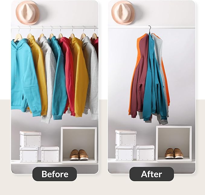 ZEDODIER Hoodie Hangers, Rotatable Hoodie Organzier for Closet, Max 8 Storage Capacity Hoodies Holder, Metal Space Saving Closet Organizers and Storage, Black