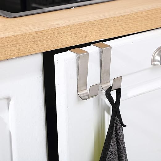 Hotop 12 Pcs Over The Cabinet Drawer Door Hooks 1.12 Inch for Hanger in The Cabinet Decoration Hooks Sturdy Metal Z Shaped Hanger Peg for Bathroom Clothes Towel(Silver)