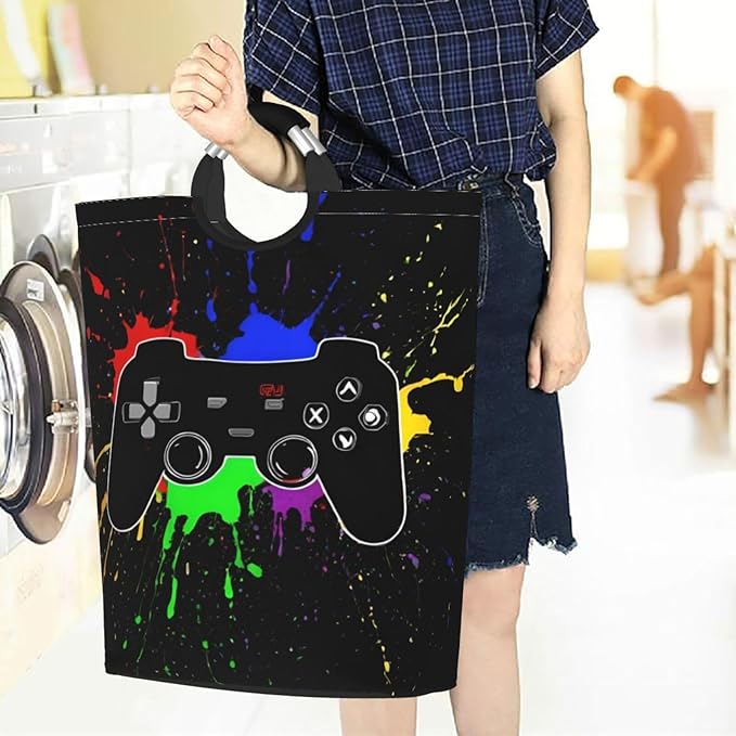 Game Joystick Laundry Hamper Storage Basket Toys Clothes Organizer Bin For Home Bathroom Bedroom Dorm Nursery, 52l