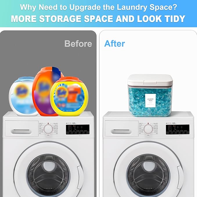 Laundry Pods Container, 1 Pack 4.76 qt. / 152 fl oz Powder Holder Dispenser for Laundry Room Organization Decor, Plastic Pod Beads Detergent Containers for Storage