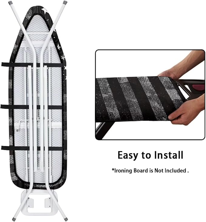 SEANATIVE Black American Flag Ironing Board Cover Decorative Ironing Board Protective Guard Covers Dustproof Iron Pad Cover with Elasticized Edges