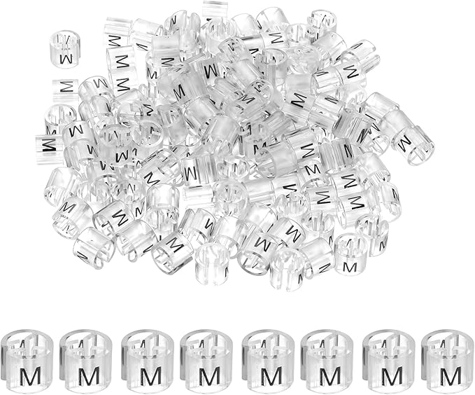 PATIKIL 300 Pcs Clothes Hanger Markers M Fit Rod Garment Size Tag Hanger Clips Round Color Coding Label for Clothing, Clear