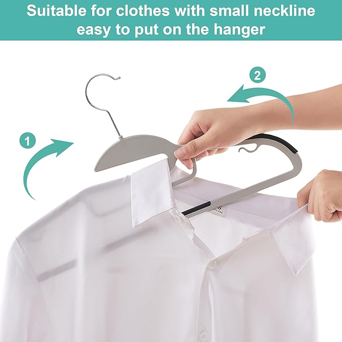 VECELO 25 Pack Coat Hangers, Premium Quality Plastic Suit Clothes Hanger, Non-Slip, Heavy-Duty, S-Shaped Opening, 360º Swivel Hook, Space-Saving for Bedroom Closet