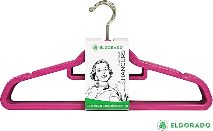Eldorado Non-Slip Adult Hangers, Multicolor, for Everyday Use Value Packs (Hot Pink, 200)