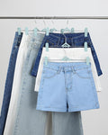 Pant Skirt Hangers with Clips 50 Pack - Space Saving Stackable Shorts Hangers with Clips - Non-Slip, Adjustable for Women, Kids, Men, Children, Blue