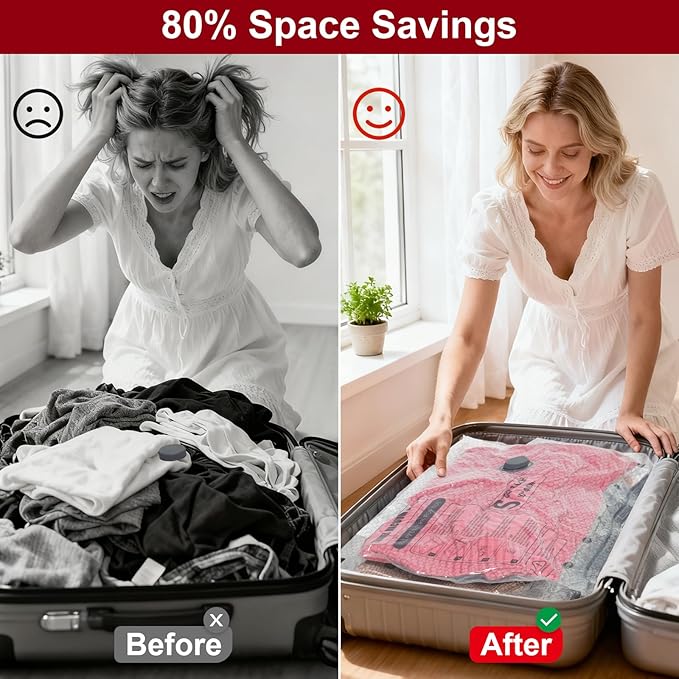 Rechargeable Wireless Pump Travel Storage Bags Set for Travel & Home, 9 Pack (9L) Portable Space Saver Bags for Clothing Suitcase Backpack, Vacuum Compression Packing Seal for Clothes, Home Storage