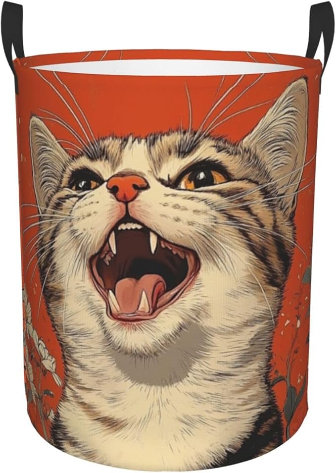 Cute Cat Print Laundry Basket For Storage Bins Gift Baskets Bedroom Clothes Hamper