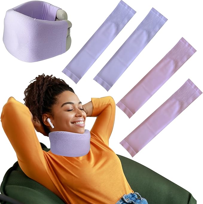 4PCS Neck Brace Cover Cervical Collar Dust Cover Sleeve for Women and Men Soft & Comfortable for Sleeping Working Breathable (Pink+Purple)