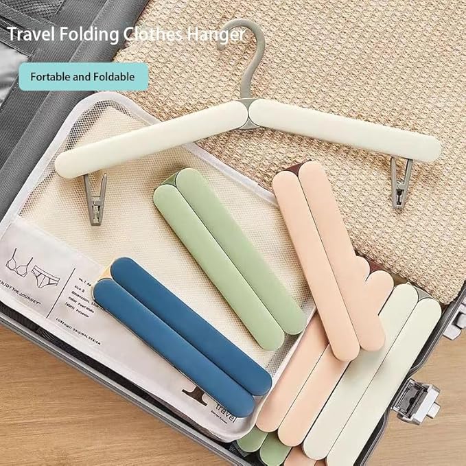4 Pack Travel Hangers,Foldable Hangers,with Hidden Clips,Lightweight and Portable,Space Saving,Suitable for Skirts, Pants,Suits, Jackets, etc (White)