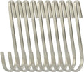 Flat Style Premium Stainless Steel S Hook Cookware Universal Pot Rack Hooks Sturdy Hanging Hooks - Multiple uses for Kitchenware, Pots, Utensils, Plants, Towels - Set of 10