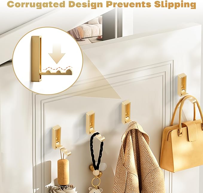 Folding Coat Hooks, 2Pcs Foldable Heavy Duty Wall Hooks Zinc Alloy No Rust Fold Up Hooks for Coat, Towel, Key, Hat, Bag, Jacket, Backpack. (Gold)