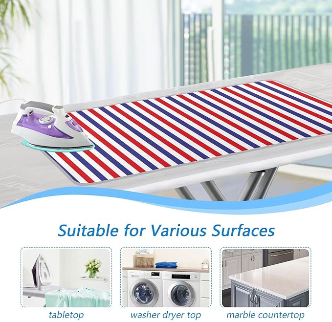 Ironing Mat Pad for Table Portable Travel Iron Blanket Ironing Board Covers Pressing Mat Heat Press Pads 27.6x47.2 Inches Blue and Red Stripes38
