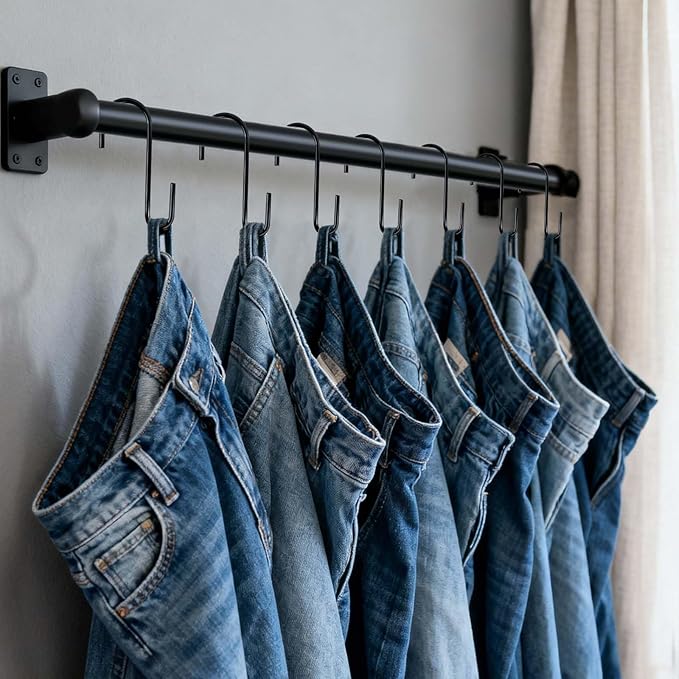 18 Pack S Hooks for Hanging, Variety Sizes 6 PCS Large 4"/ 6 PCS Medium 3"/ 6 PCS Small 2.4" Pot Hooks for Rack Hanging Pans Pots, Heavy Duty Metal S Hooks for Hanging Clothes Bags Towels Plant