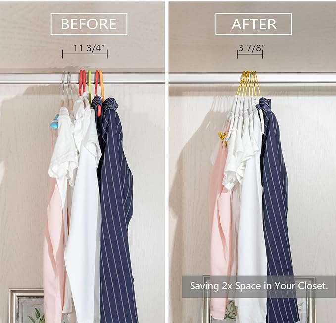 MIZGI Premium Velvet Pants Hangers with Adjustable Clips (Pack of 10) Slim Skirt Hangers- Non Slip Felt Outfit Dress Hangers White - Gold Hooks,Space Saving Shirt Clothes Hangers