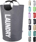 Large Laundry Basket Collapsible，Freestanding Clothes Hamper Bag with Handles – Tall Folding Dirty Laundry Bin，Sturdy Laundry Sorter for College Dorm，Laundry Room – 130L (Dark Grey)