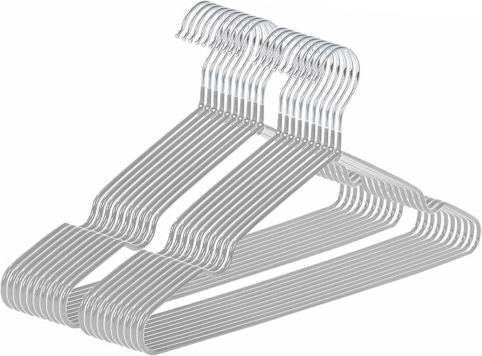 Hangers Non-Slip PVC Coated Ultra-Thin Metal Hangers, 20 Pack Space Saving Clothes Hangers for Closet, 16 inch Wide for Suits, Dresses, Jackets（Gray）