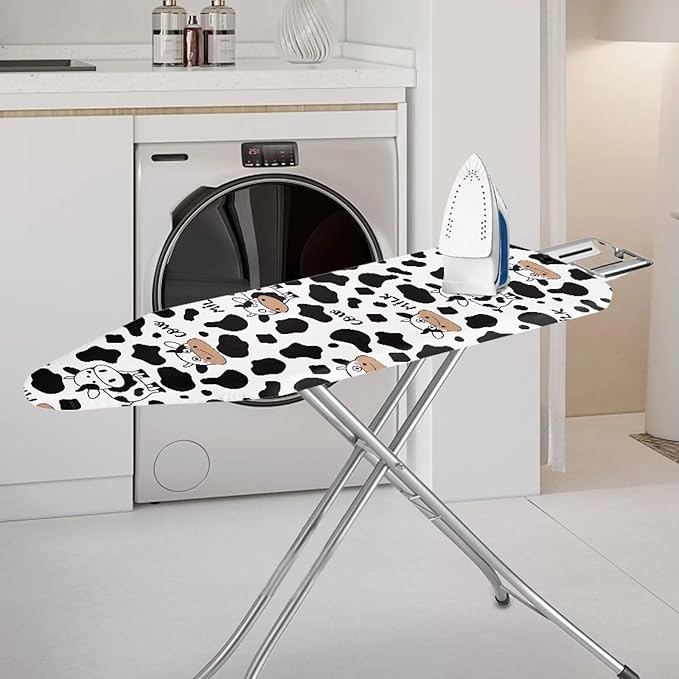 Flashideas Cow Print Ironing Board Cover and Pad- 52" x 13" Iron Board Cover Fits Standard Size, Iron Board Cover Accessories
