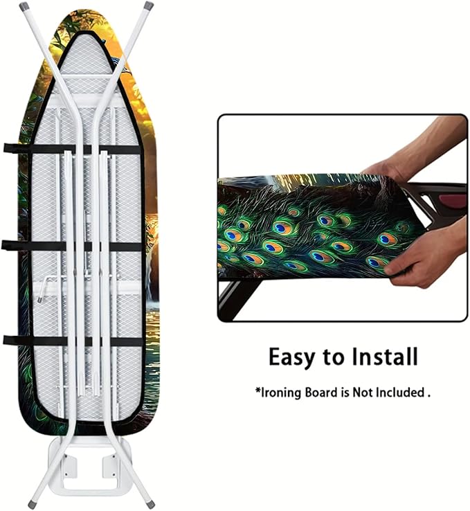 Nuxovilar Colorful Peacock Pattern Ironing Board Cover, 15 * 54inch, Fits Most Standard Boards, Ironing Accessory, Home Decor
