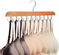 Bra Hanger for Closet Organizers and Storage | Space Saving Wooden Hanger | 20 Steel Hooks for Tank Tops, Camis, Hats, Lingeries, Belts, Ties, Scarfs Holder| 360° Rotating Non-Slip (1, Natural)