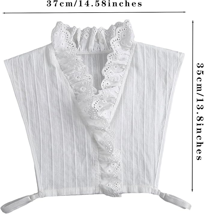 Victoria Cotton Shirts Elegant Ruffle Collar V Neck Dickey Mock Turtleneck Faux Collars for Women Girls