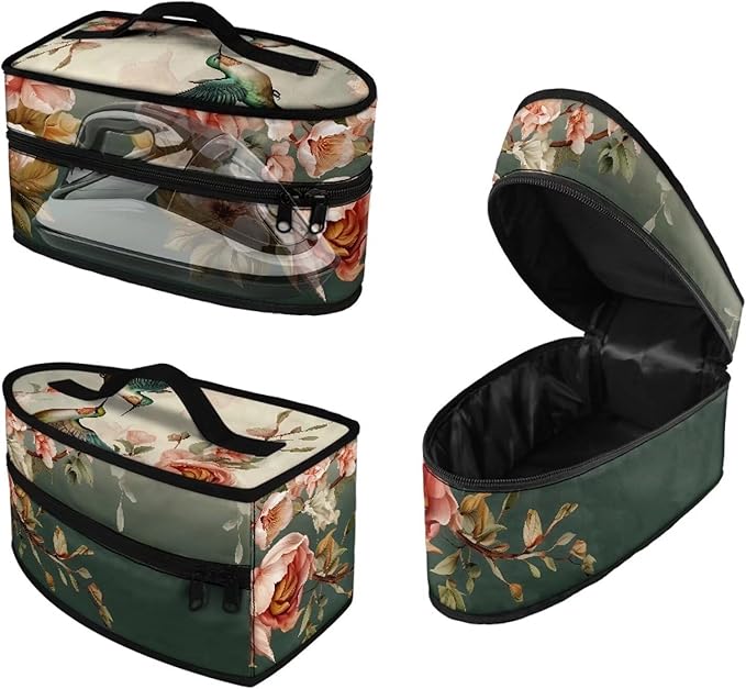 Hummingbird Iron Storage Case Carry Bag for Full-Size Irons Flower Dustproof Travel Irons Carrying Organizer with Handle & Zipper Closure,Bag Only