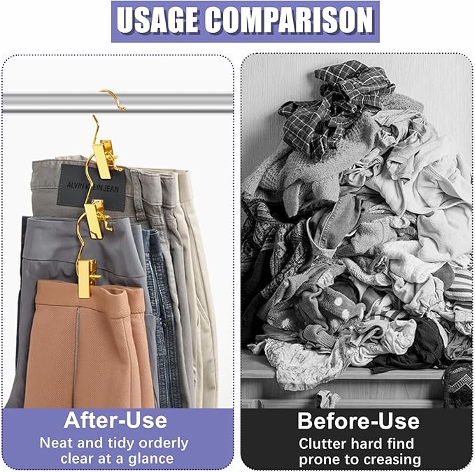 Amber Home 24 Pack Gold Boot Clips for Closet, Gold Boot Hangers with Hooks, Laundry Hooks, Clothes Pins, Portable Home Travel Hangers for Hat, Towels, Bras, Socks