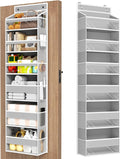 Over The Door Organizer, 6 Shelf Door Hanging Organizers with 6 Large Capacity Pockets, Behind Door Storage Hanging Shelves for Closet Wall Bathroom Bedroom Nursery