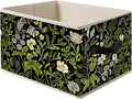 Vintage Dark Green Floral Plant Storage Bin Box with Handles, Cottagecore Flower Botanical Foldable Organizer Basket Toybox for Girls Room Bedroom Bathroom Clothes Toys Books