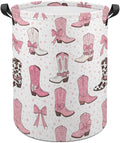 Cowgirl Boot Laundry Basket Pink Western Decor Hampers for Laundry Dirty Clothes Basket Organizer for Bedroom Bathroom