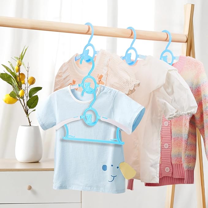 Extendable Baby Hangers, 100 Pack Non-Slip, Stackable, Blue