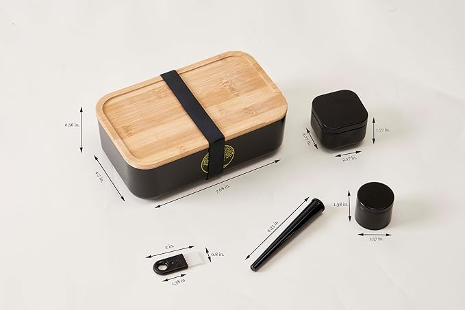 Stash Box with rolling tray - Air-Tight Storage Stash Box with Bamboo Tray - Portable Decorative Box for Herbs (8inch)
