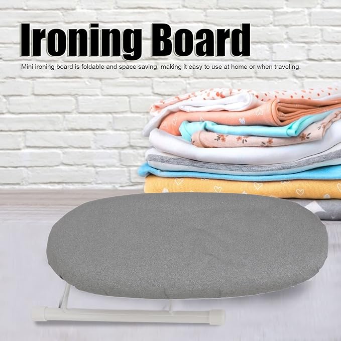 Ironing Board, Heat Resistant Mini Iron Board Foldable Tabletop Ironing Board Portable Iron Board Clothes Ironing Accessories for Home Dorm (Grey)
