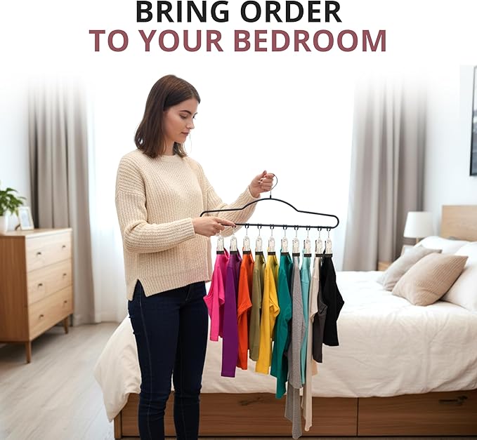 Karida Closet Organizers and Storage, Metal Yoga Pants Hanger with Rubber Coated 2 Pack Hanging Closet Organizer for Home Organization & Closet Organization, Space Saving Hanging Closet Solution