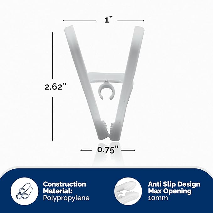 Hanger Clips 30 Pack – White Multi-Purpose Hanger Clips for Hanging Clothes, Skirts & Pants, Laundry & Sweater Clips for Adult & Baby Hangers, Plastic Clips for Hangers, Made in USA