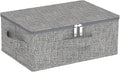 Blanket Bags with Lid, Foldable Underbed Storage Bins, Home Basket Container for Organizing Clothes, Shoes, Pillows, 14.9x10.2x5.9Inches, Grey, 1 Pack
