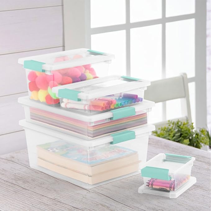 Sterilite 12-Pack Clip Box, Clear Storage for Crafts, Supplies and Office Items, Medium