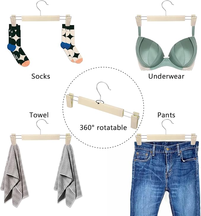 Pants Hangers with Clips Skirt Hangers for Women Plastic Clip Hanger for Pants Clothes Hanger (30pack, Khaki)