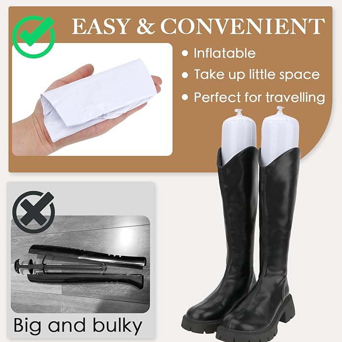 kilofly Inflatable Boot Shapers [Set of 3/6 Pairs] - Extra Long - 46cm, White