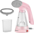 True & Tidy Handheld Portable Handheld Steamer for Clothes with Stainless Steel Steam Plate, 600watts of Powerful Steam, Compact and Lightweight, Pink