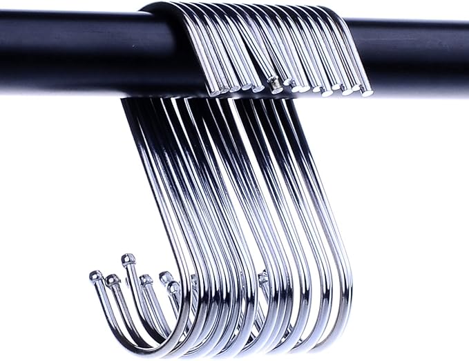 40 Pack 3.5 Inch Heavy Duty Steel S Hooks for Kitchen, Bathroom, Bedroom, Office, Closet, Storage Room, Garage, Workshop, Outdoor, Plants, Hangers, Organizer (Silver)
