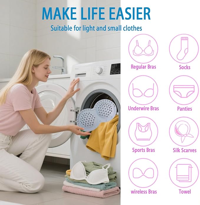 Silicone Bra Washing Bags for Laundry,Delicates Mesh Laundry Bags, Suitable for all Cup Sizes bra,Sports Bras, Swimsuits, Socks & Silk protector,Anti Deformation Lingerie Bag for Machine (gray)