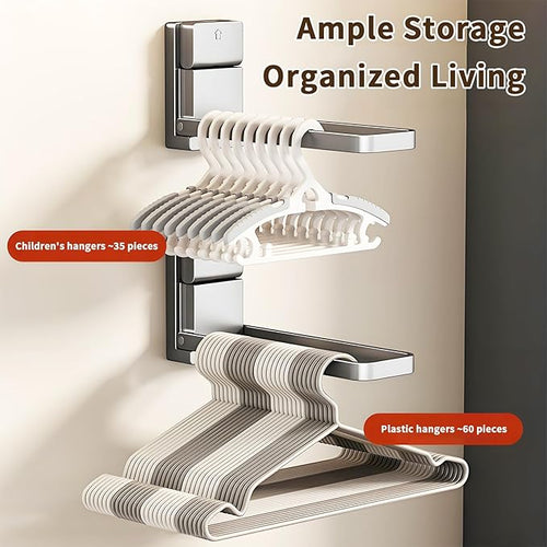 Foldable Hanger Organizer Suction Cup, Hangers Storage — Large-Capacity No-Drill Wall Mount Clothes & Accessory Holder, not Include Hangers, 2pc